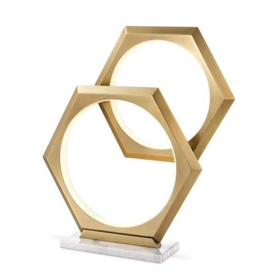 Hexum bordslampa mässing/marmor 58 cm