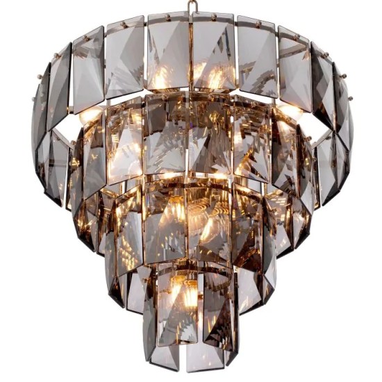 Amazone S Chandelier Nickel/Smoked Glass 60cm Amazone S Chandelier Nickel/Smoked Glass 60cm
