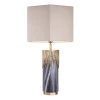 Miller bordslampa grå/mässing/linne 78 cm