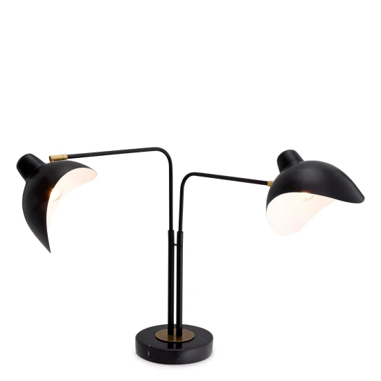 Joshua bordslampa svart/vit/mässing 57 cm
