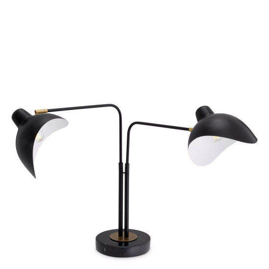 Joshua bordslampa svart/vit/mässing 57 cm