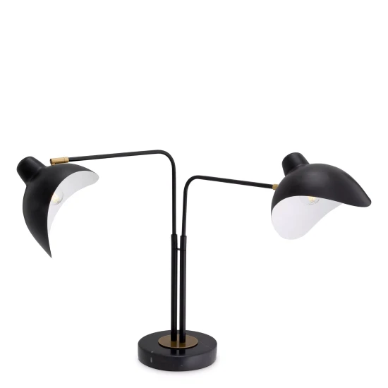 Joshua bordslampa svart/vit/mässing 57 cm