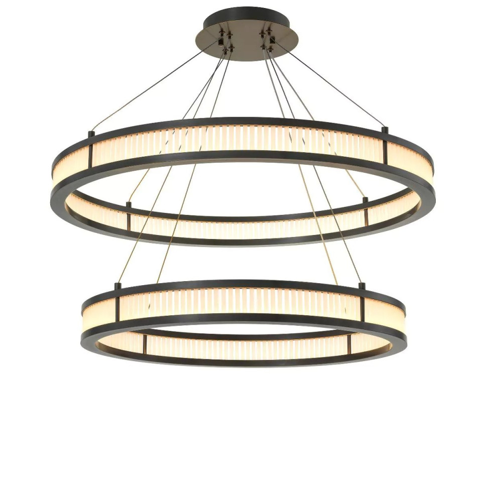 Damien Double Chandelier Bronze/Glass 85cm Eichholtz Damien Double Chandelier Bronze/Glass 85cm
