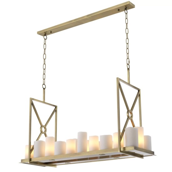 Commodore Chandelier Brushed Brass/White 120cm