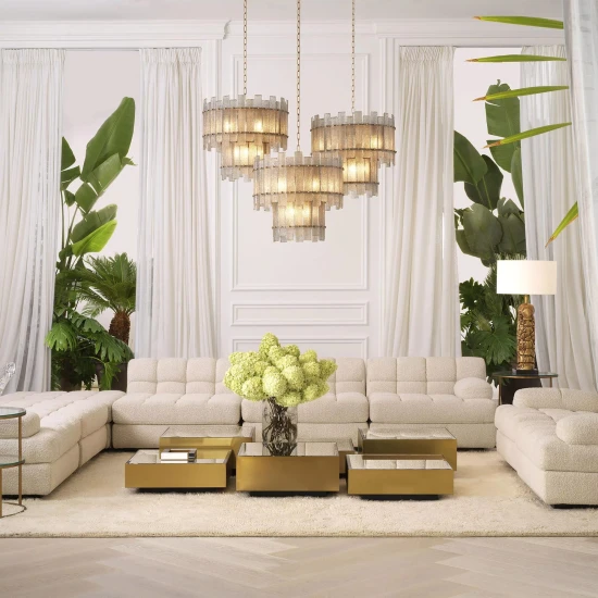 Caprera Chandelier Brass/Glass 57cm Caprera Chandelier Brass/Glass 57cm