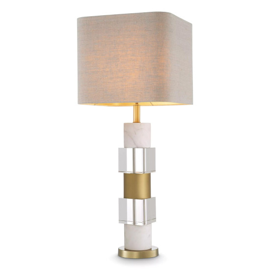 Cullingham Table Lamp Brass/Glass/White Marble 87cm