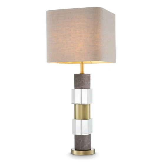 Cullingham bordslampa mässing/glas/grå marmor 87 cm