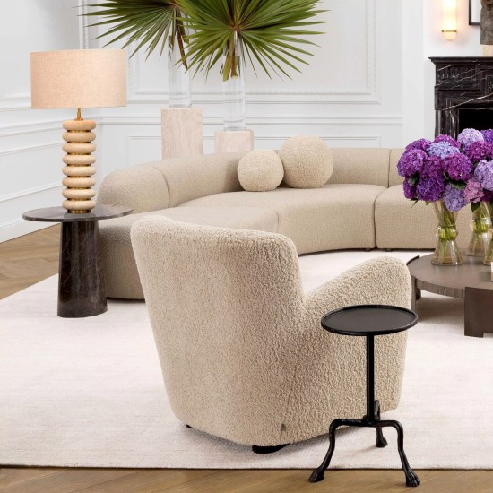 Baron Table Lamp Travertine/Brass/Linen 85cm