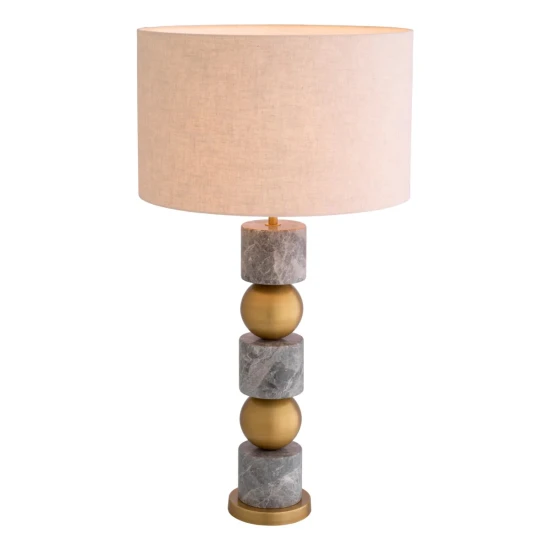 Levy Table Lamp Brass/Marble/Linen 92.5cm