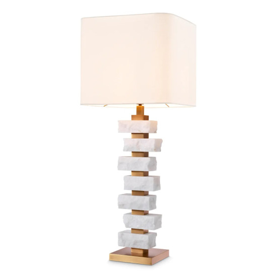 Amber L Table Lamp Brass/White 89cm Amber L Table Lamp Brass/White 89cm