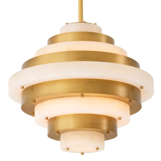 Lazzari kristallkrona antik mässing/alabaster 60cm
