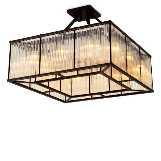Bernardi square taklampa brons/vintage glas 80cm Bernardi square taklampa brons/vintage glas 80cm