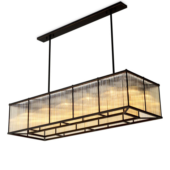 Bernardi rektangulär takkrona brons/ glas 140cm Bernardi rektangulär takkrona brons/ glas 140cm