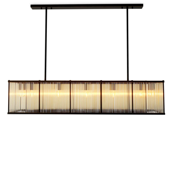 Bernardi rektangulär takkrona brons/ glas 140cm Bernardi rektangulär takkrona brons/ glas 140cm