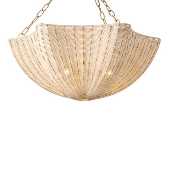 Los Palmos chandelier vintage brass/natural rattan 81 cm Los Palmos chandelier vintage brass/natural rattan 81 cm