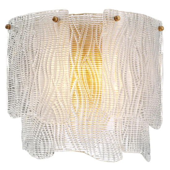 Asinara vägglampa antikmässing/texturerat glas 36cm Asinara vägglampa antikmässing/texturerat glas 36cm