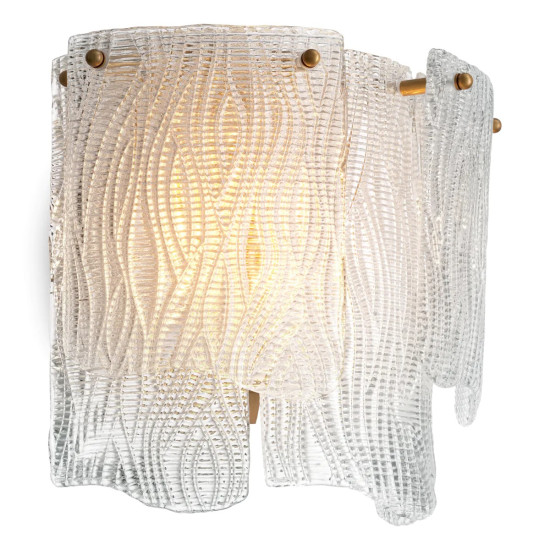Asinara vägglampa antikmässing/texturerat glas 36cm Asinara vägglampa antikmässing/texturerat glas 36cm