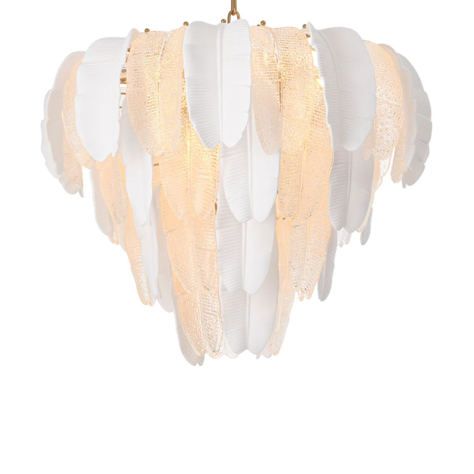 Saint Lucia S chandelier white ceramic/textured glass 60 cm Eichholtz Saint Lucia S chandelier white ceramic/textured glass 60 cm