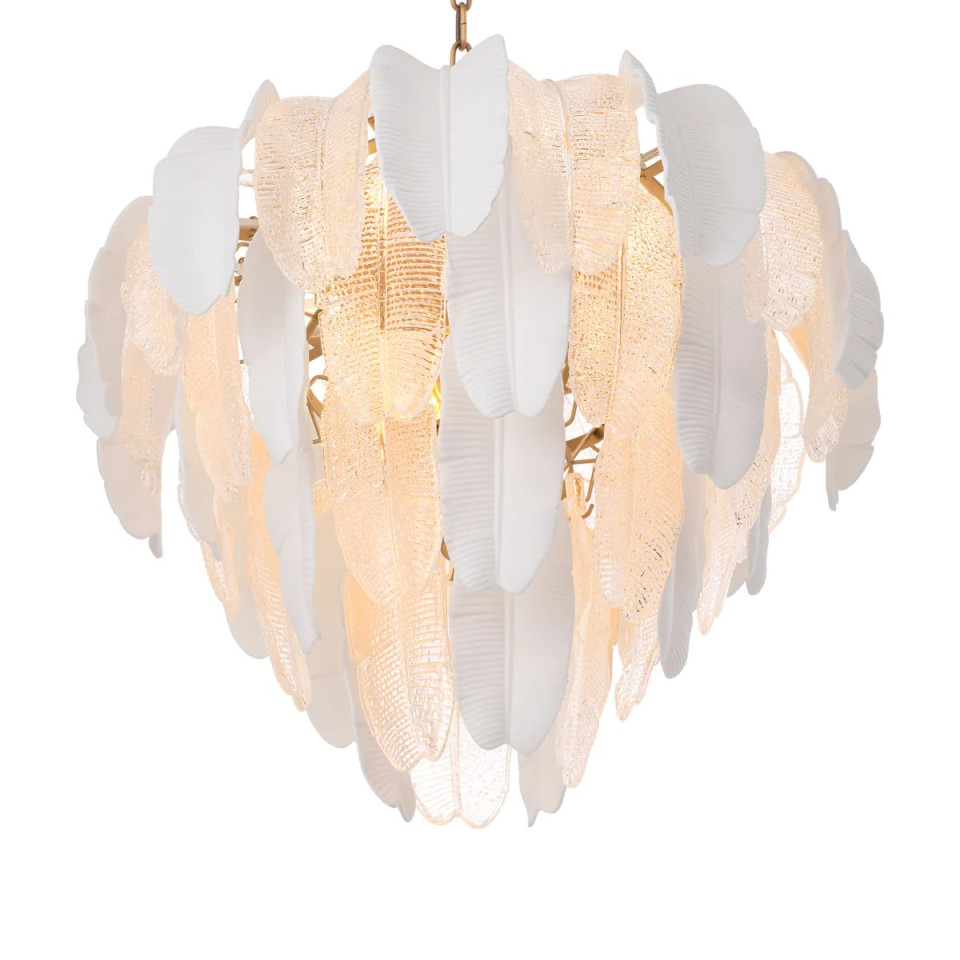 Saint Lucia S chandelier white ceramic/textured glass 60 cm Eichholtz Saint Lucia S chandelier white ceramic/textured glass 60 cm