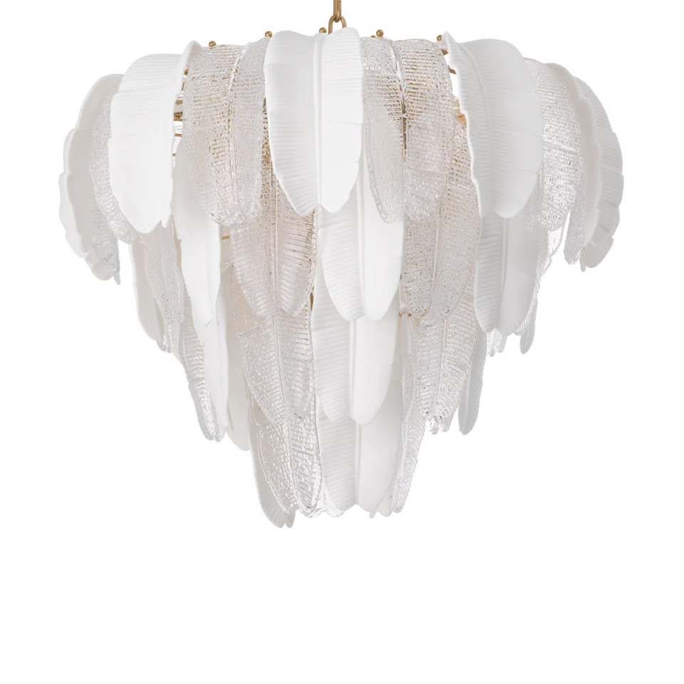 Saint Lucia S chandelier white ceramic/textured glass 60 cm Eichholtz Saint Lucia S chandelier white ceramic/textured glass 60 cm