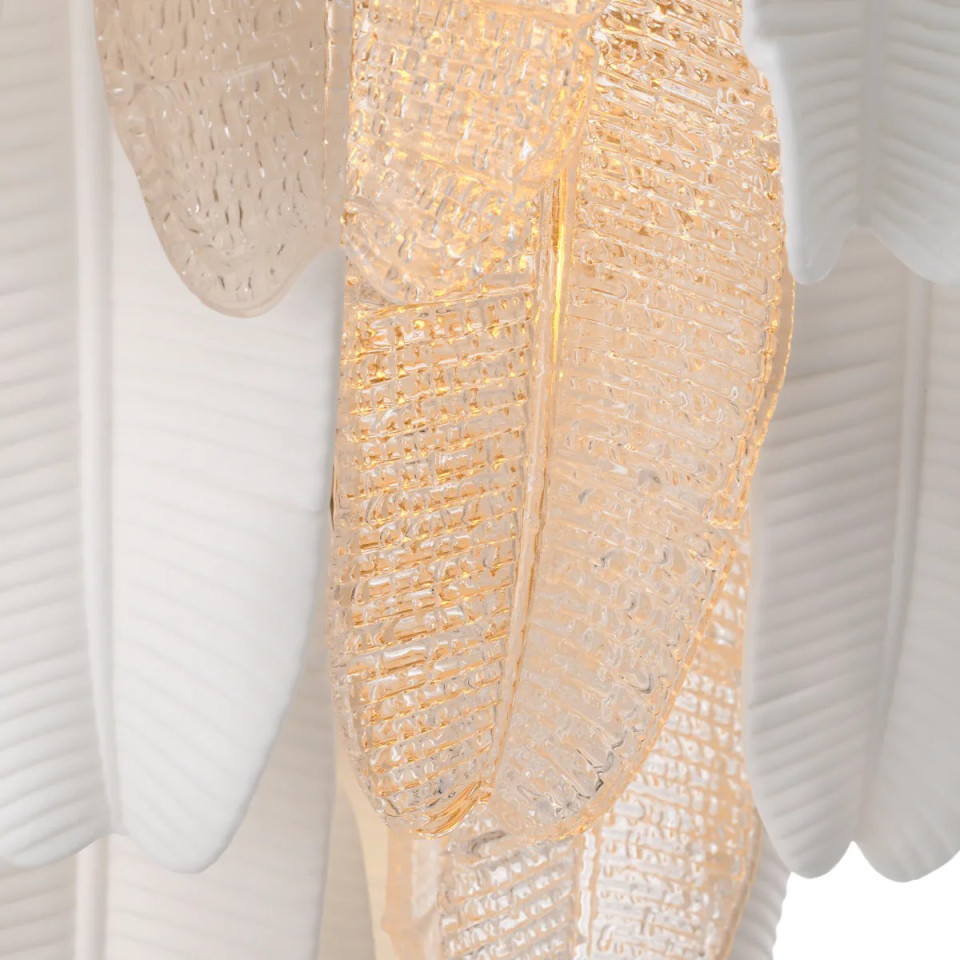 Saint Lucia S chandelier white ceramic/textured glass 60 cm Eichholtz Saint Lucia S chandelier white ceramic/textured glass 60 cm