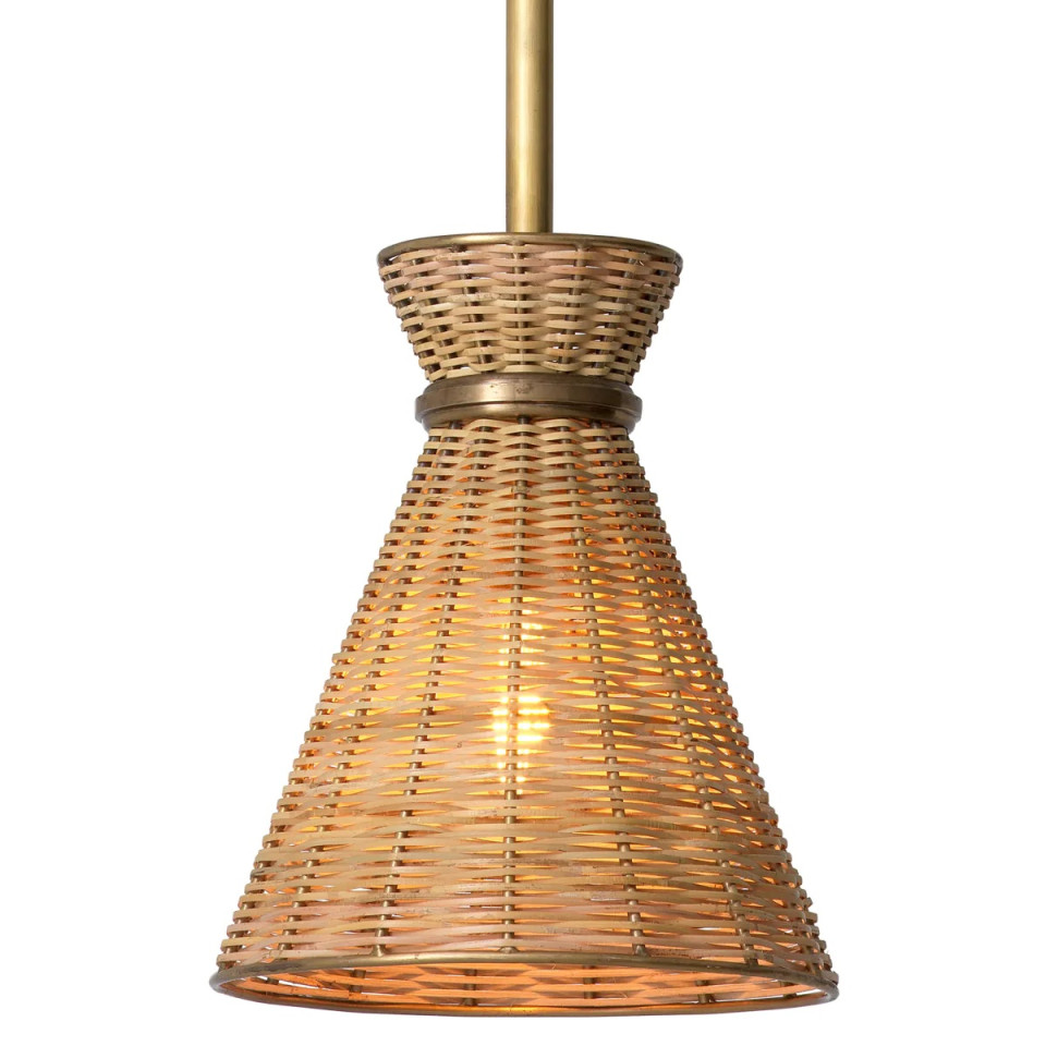 Kon Tiki taklampa naturlig rotting/vintage mässing 20 cm