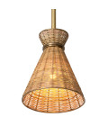 Kon Tiki taklampa naturlig rotting/vintage mässing 20 cm