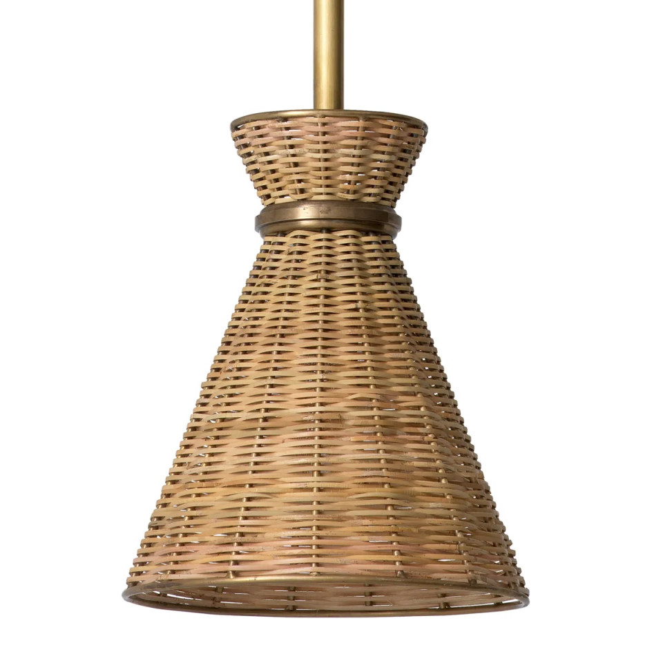 Kon Tiki taklampa naturlig rotting/vintage mässing 20 cm