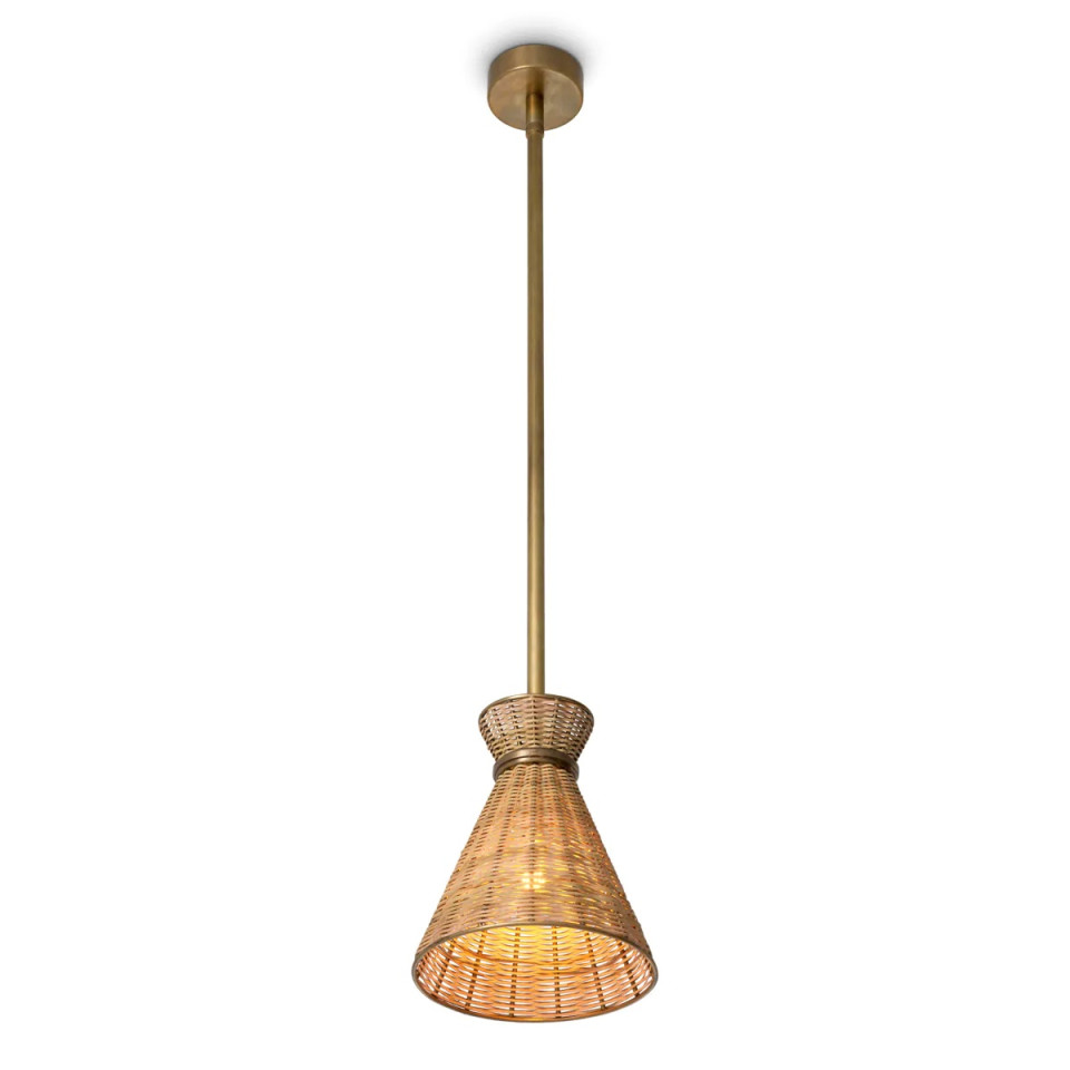 Kon Tiki taklampa naturlig rotting/vintage mässing 20 cm