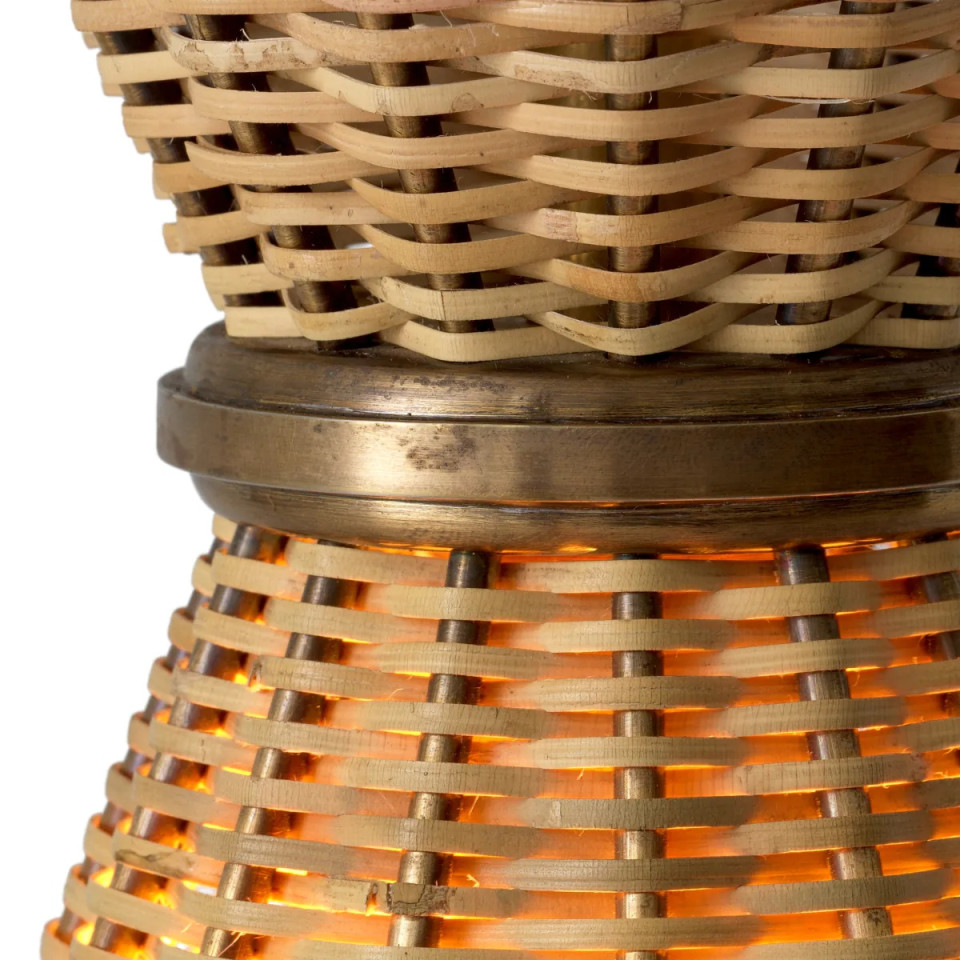 Kon Tiki taklampa naturlig rotting/vintage mässing 20 cm