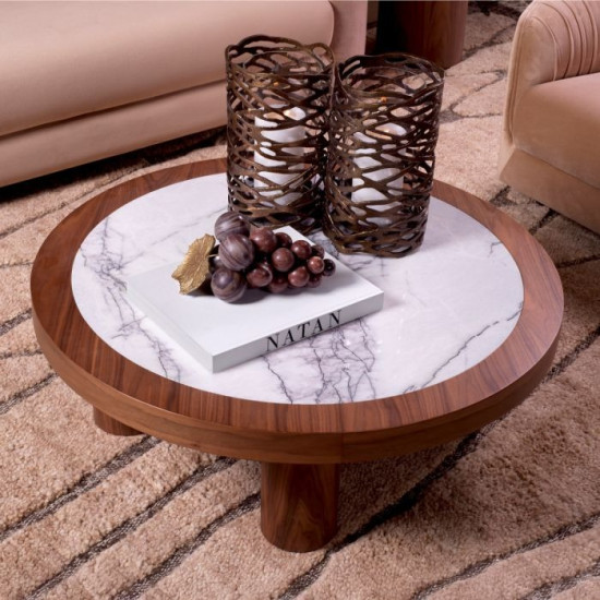 Presedio coffee table walnut veneer/marble 100 cm