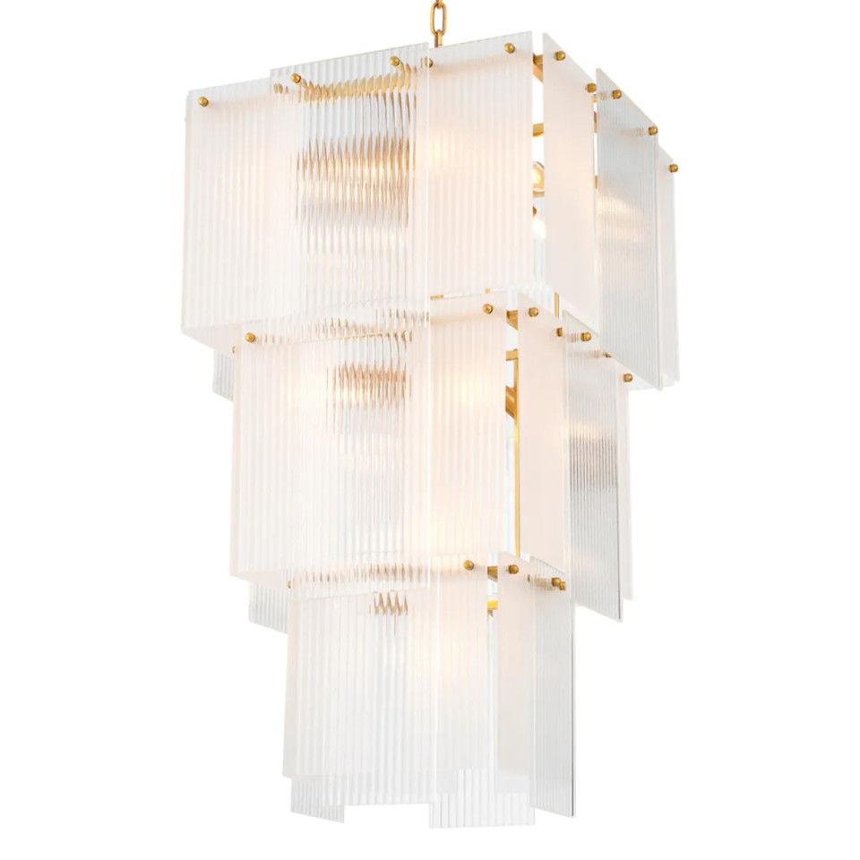 Giardano ljuskrona antik mässing/glas 63 cm