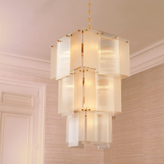 Giardano ljuskrona antik mässing/glas 63 cm Giardano ljuskrona antik mässing/glas 63 cm