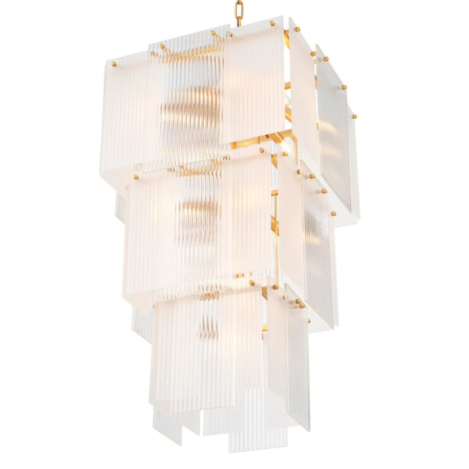 Giardano ljuskrona antik mässing/glas 63 cm