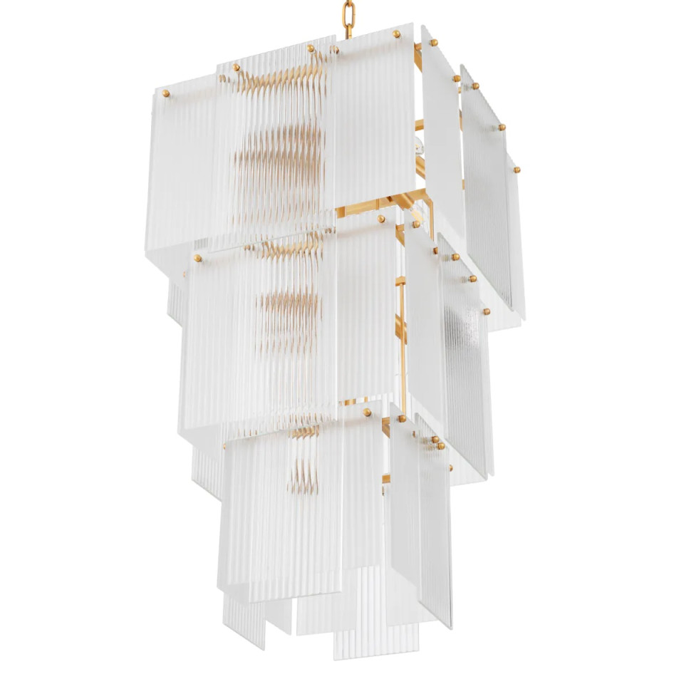 Giardano ljuskrona antik mässing/glas 63 cm