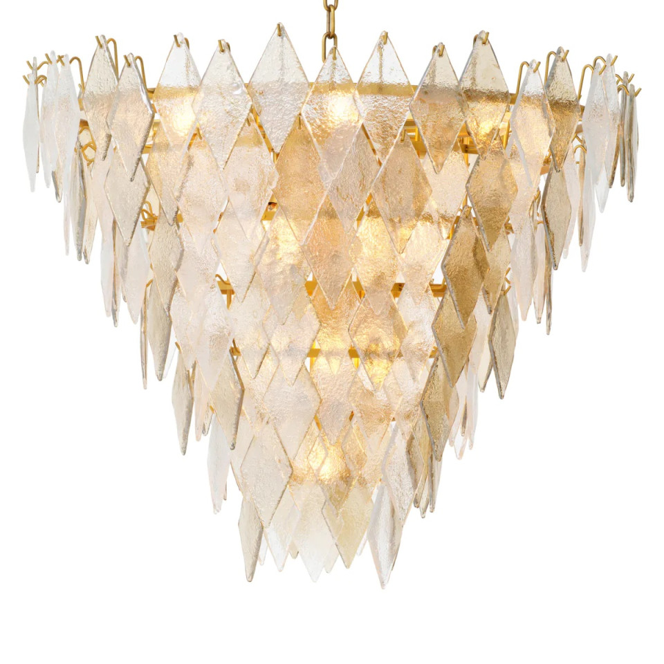 Rhombus L ljuskrona antik mässing/glas 90 cm