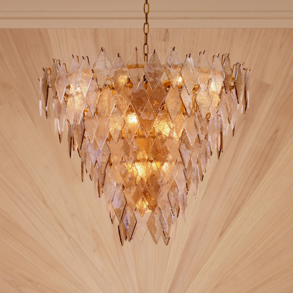 Rhombus L ljuskrona antik mässing/glas 90 cm