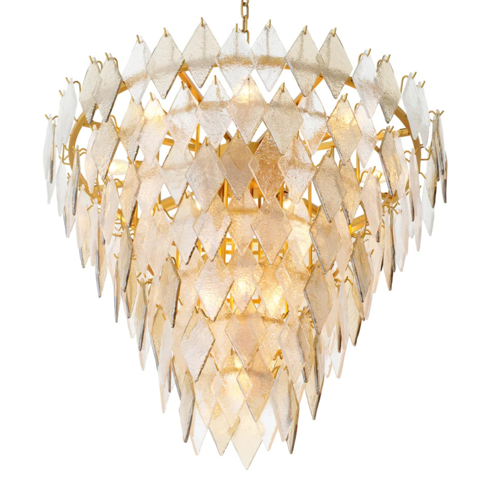 Rhombus L ljuskrona antik mässing/glas 90 cm