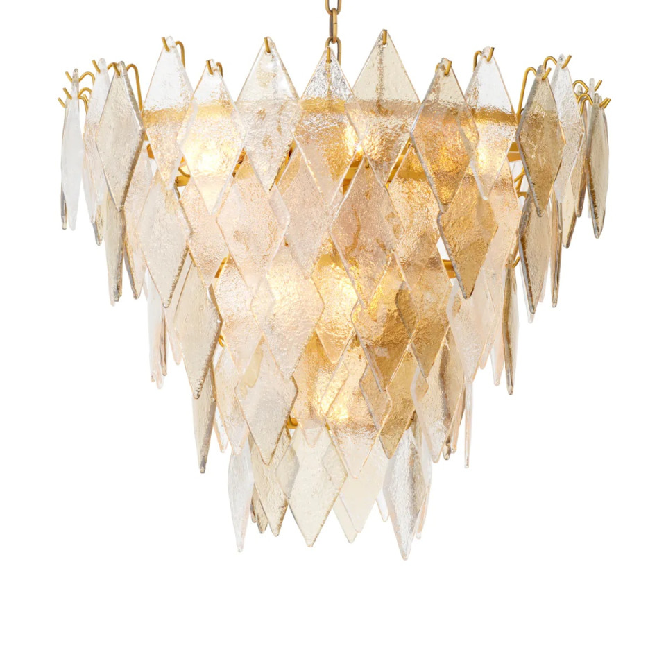 Rhombus S ljuskrona antik mässing/glas 65 cm