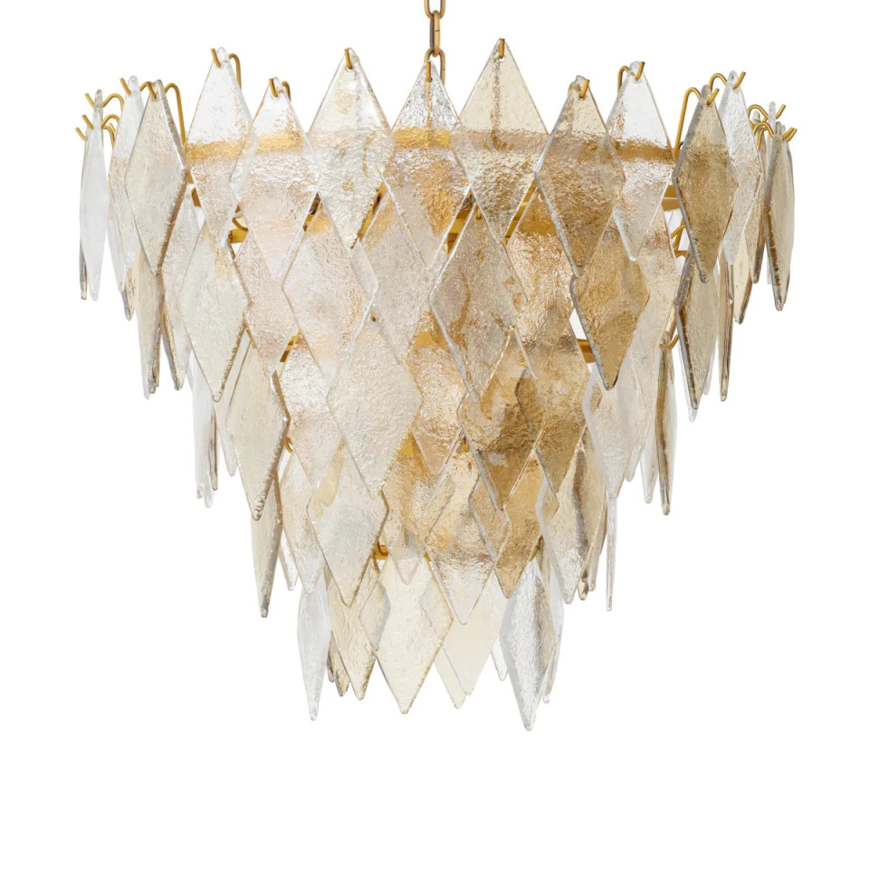 Rhombus S ljuskrona antik mässing/glas 65 cm