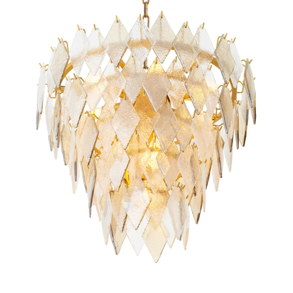 Rhombus S ljuskrona antik mässing/glas 65 cm