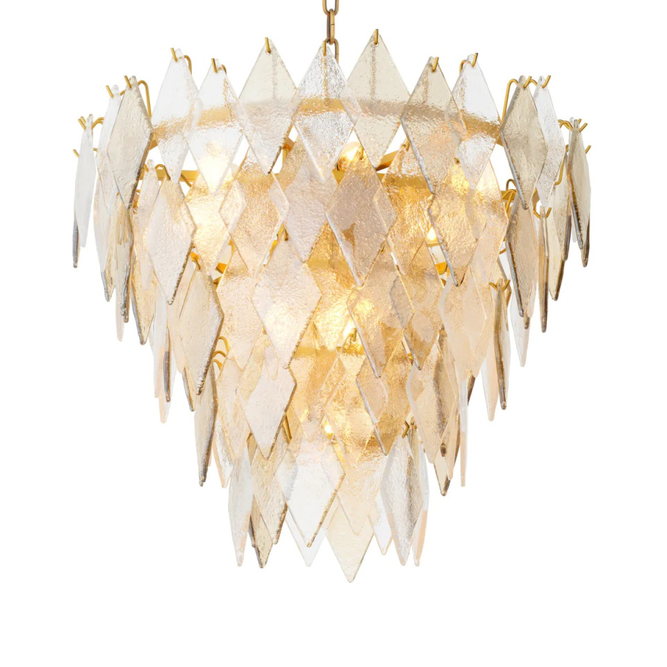 Rhombus S ljuskrona antik mässing/glas 65 cm