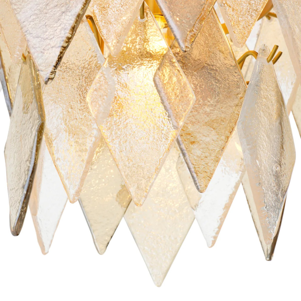 Rhombus S ljuskrona antik mässing/glas 65 cm