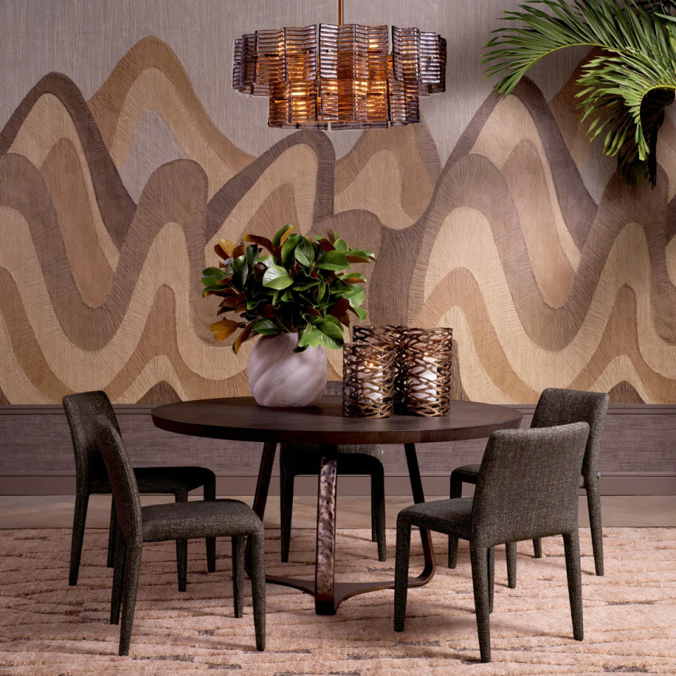 Silvano chandelier antique brass/smoke glass 88 cm