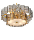 Silvano chandelier antique brass/smoke glass 88 cm