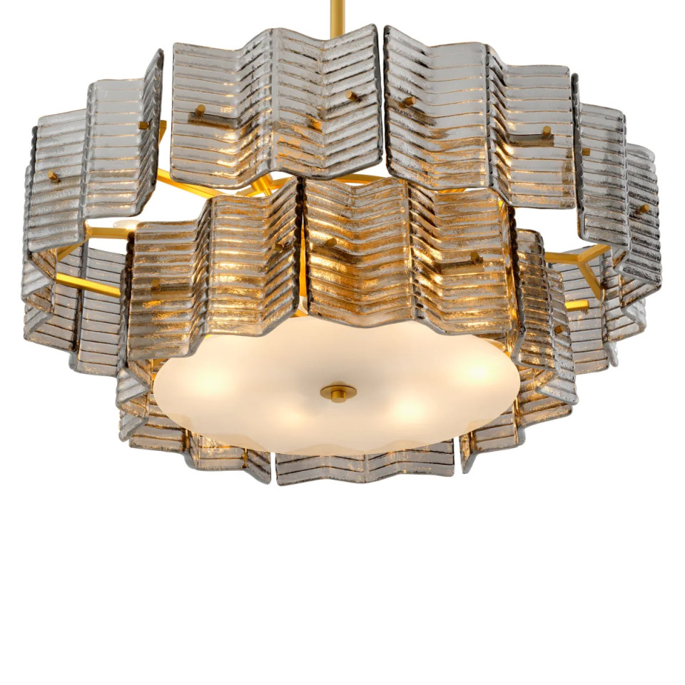 Silvano chandelier antique brass/smoke glass 88 cm