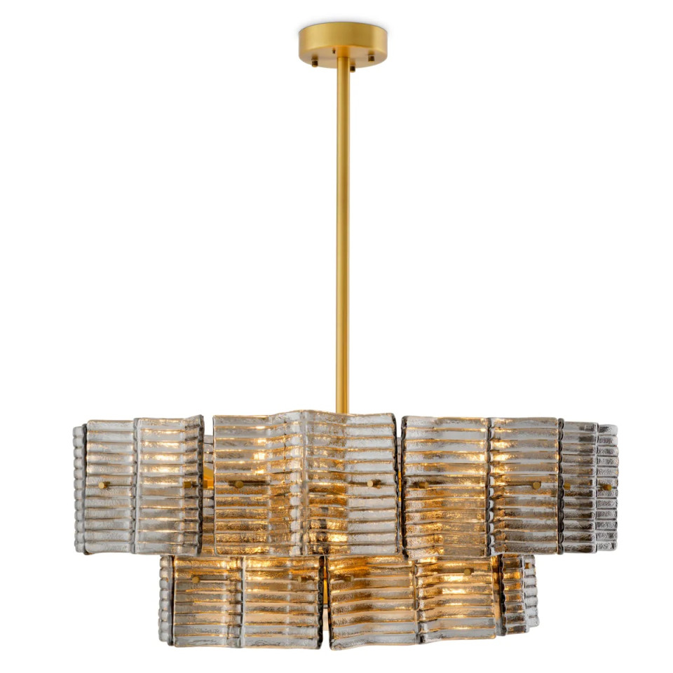 Silvano chandelier antique brass/smoke glass 88 cm