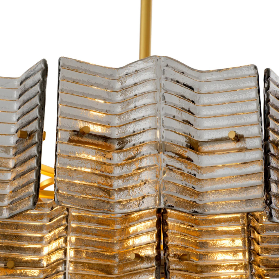 Silvano chandelier antique brass/smoke glass 88 cm