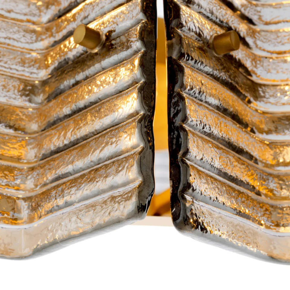 Silvano chandelier antique brass/smoke glass 88 cm