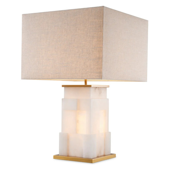 Fabiano bordslampa alabaster/antik mässing 77 cm Fabiano bordslampa alabaster/antik mässing 77 cm